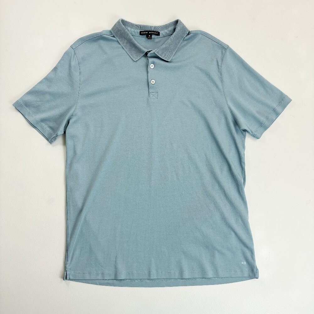 ROBERT BARAKETT Pima Cotton Polo Shirt XL S/S Soft Feel Dusty Blue